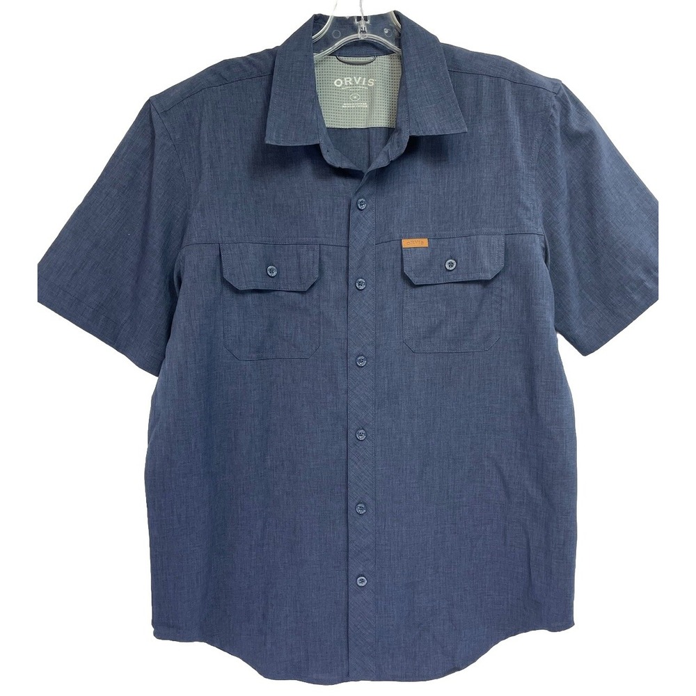 Orvis‎ Mens Sz Medium Blue Button Up S/S Fishing Shirt (Q1) NW/OTs